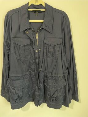 Lane Bryant Navy Utility Jacket with Multiple Pockets